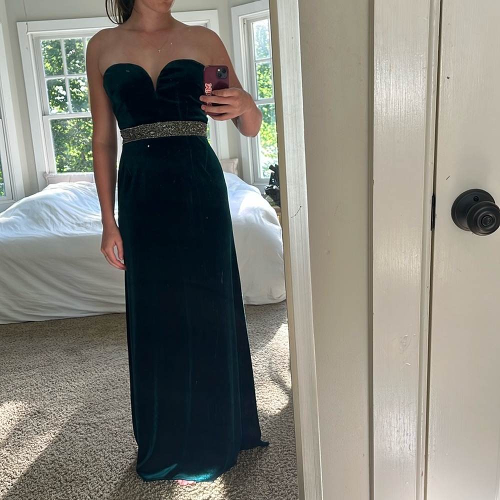Aidan Mattox Velvet Green Gown